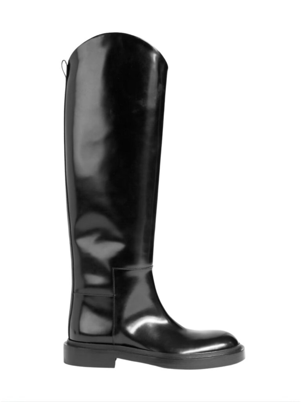 Jil Sander Glossed Black Leather Knee High Boots GUC $1900 Sz 40